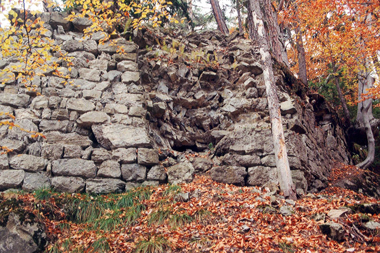 Henneberg: Ringmauer mit opus spicatum Mauerfüllung 