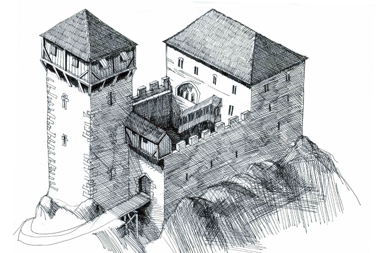 Neuhaus-Trautenfels: Rekonstruktion der Burganlage um 1300