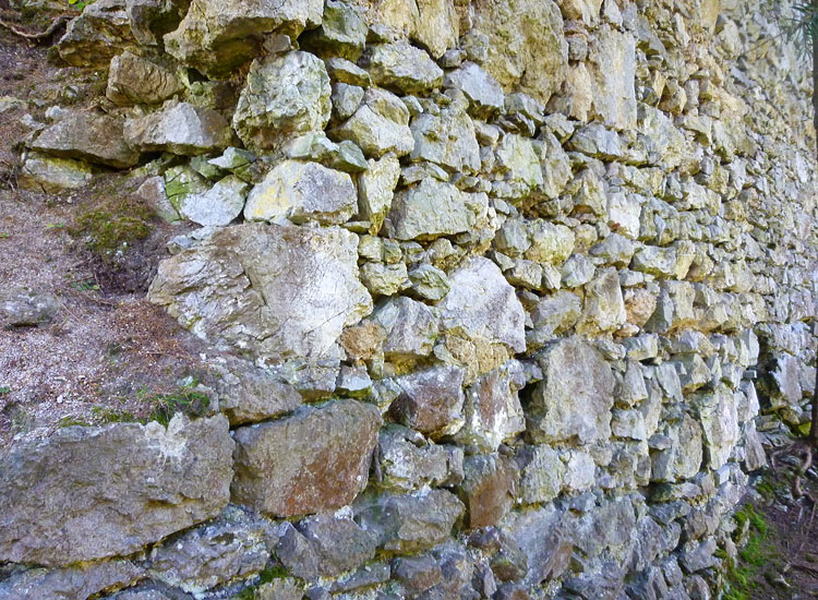 Ehrenfels: Mauerwerk an der Nordseite des Wohntraktes