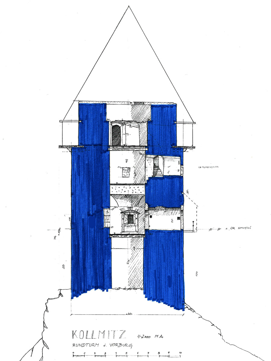 Kollmitz: Schnitt durch den Hungerturm.