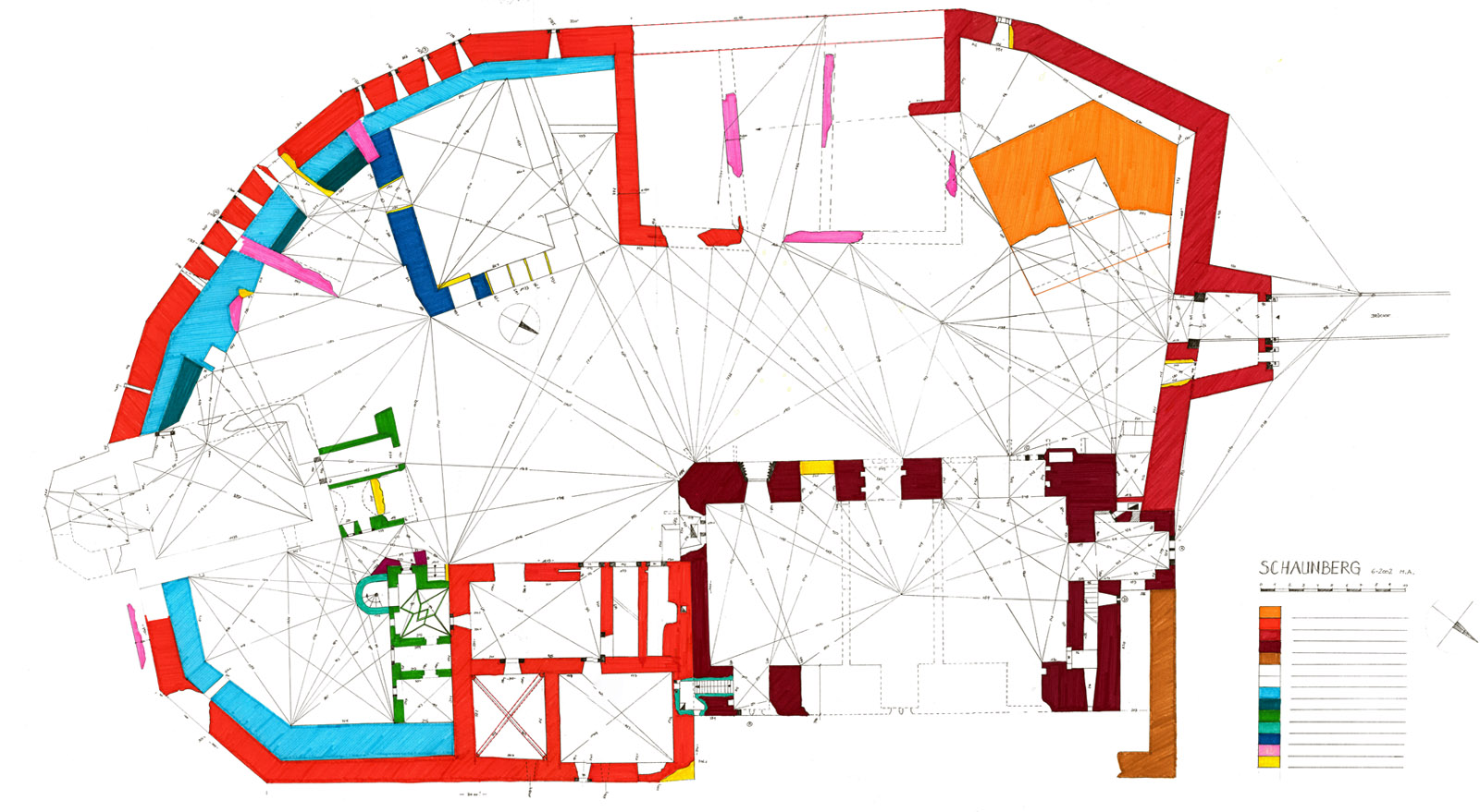 Schaunberg: Grundriss und Baualterplan der Kernburg.