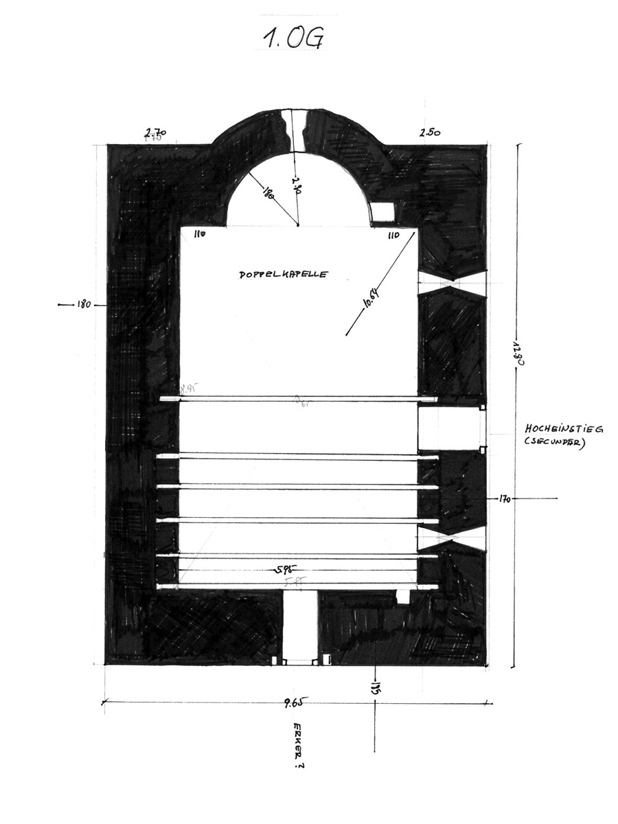 Weyerturm: Grundriss 1. Obergeschoss mit Kapelle.