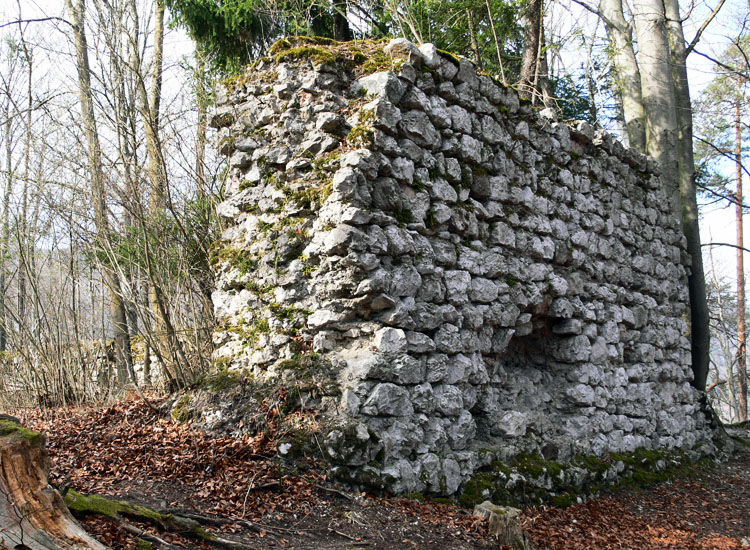 Federaun: die der Vorburg zugewandte Ostfront der Kernburg, rechts im Hintergrund der Standort des Bergfrieds