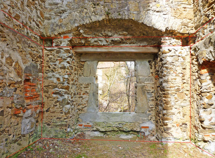 Schaunberg Palas: Stube im EG des Turmanbaus.