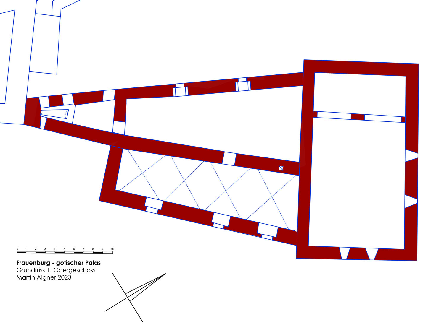 Frauenburg: gotischer Palas Grundriss 1. Obergeschoß