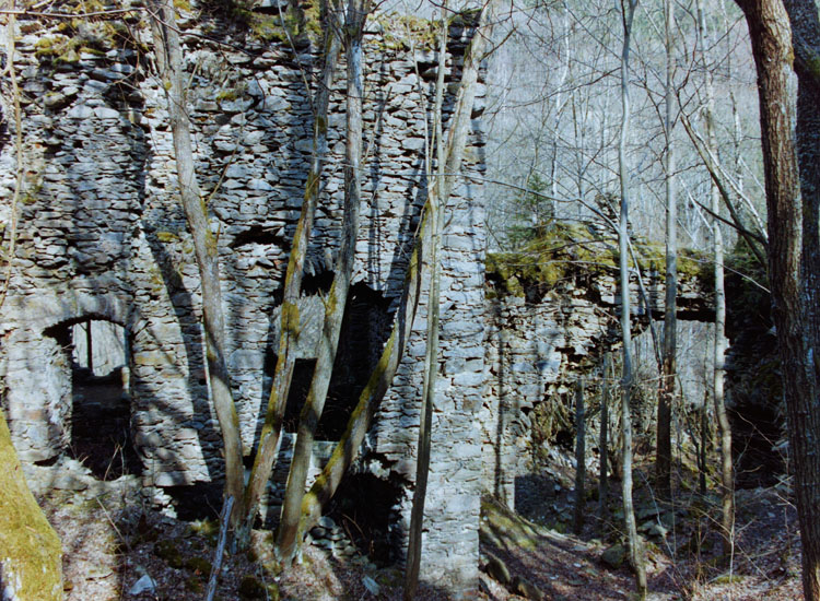 Falkenstein: der gotische Wohnturm und das obere Burgtor vom Hof aus gesehenen. Foto 1997.